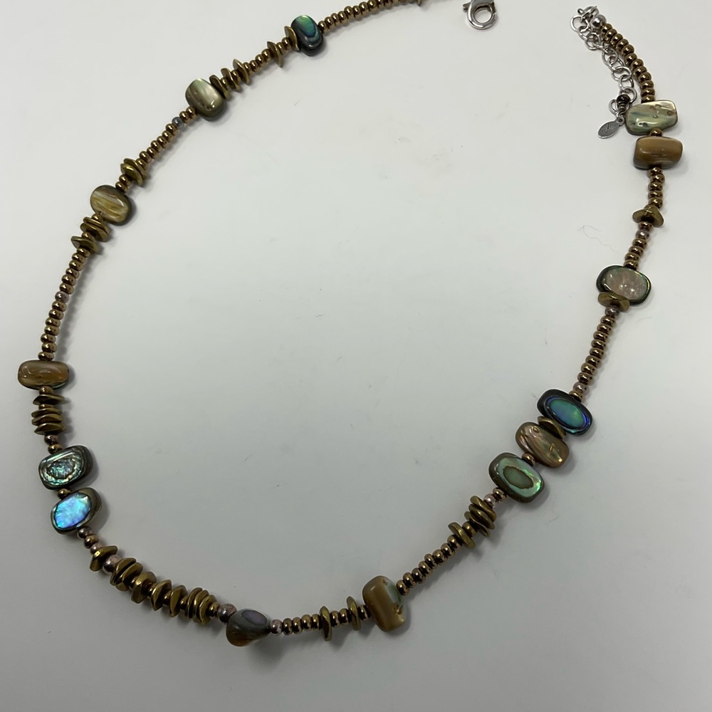 Silpada Sterling Silver Abalone Shell Bronze Bead Necklace EUC - Picture 2 of 10